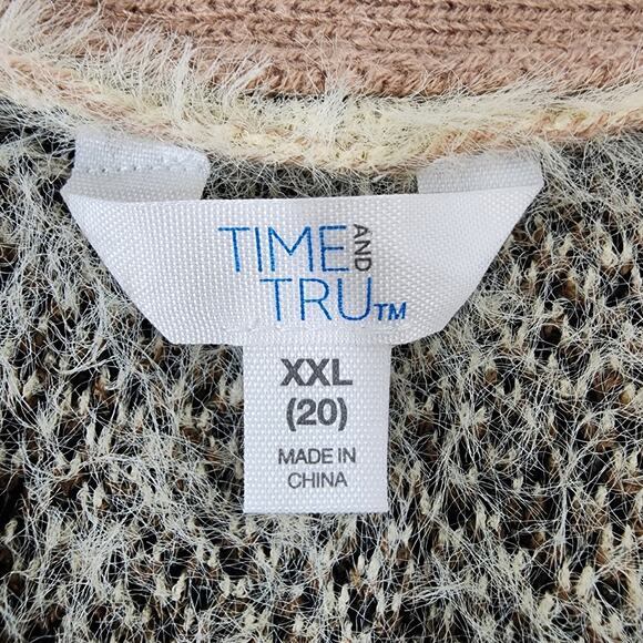 Time and Tru Cardigan Womens XXL 20 Ombre Animal Eyelash Leopard Buttons V Neck - Picture 8 of 10